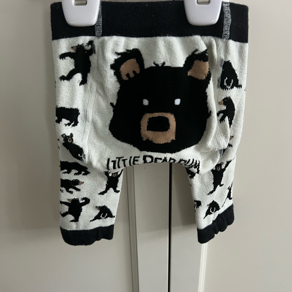 Little blue house 0-6m Black and White bear Print tights/leggings